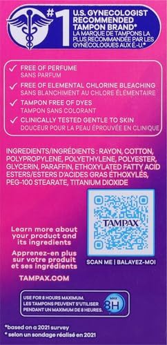 Tampax Radiant Tampons, Super Absorbency, with Leakguard Braid, Unscented, 28 Count (Pack of 2)