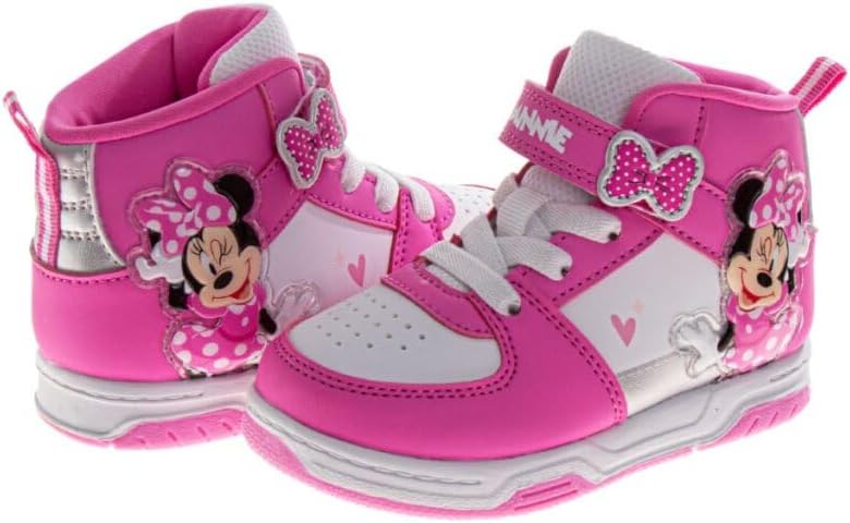 Josmo Girls High Top Sneakers Minnie Mouse Frozen Elsa Anna Paw Patrol Skye Lilo & Stitch Moana Character Shoes for Girls Size Toddler to Little Kid