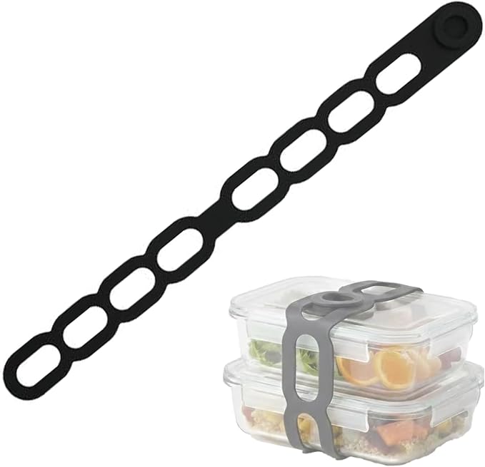 21.5in Reusable Silicone Latch Strap - Universal Slow Cooker Lid Holder & Strap for Transport, Heavy Duty Elastic Tie for Bento Box, Yoga Mat & Luggage, BPA-Free(Black-1PCS)