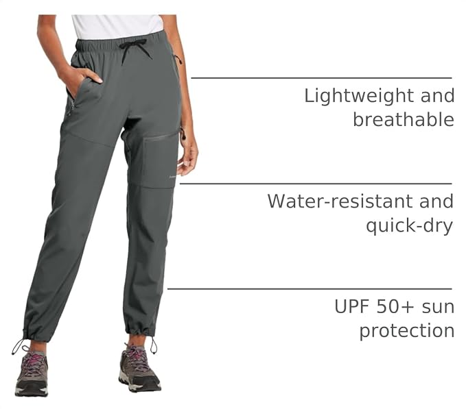 baleaf Women's Hiking Pants Quick Dry Lightweight Water Resistant Elastic Waist Cargo Pants for All Seasons