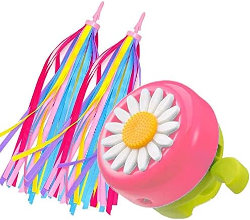kortes 1 Pack Kids Bike Bell and 2 Pack Kids Bike Streamers for Children's Bike Accessories (Pink, Red,& Blue)