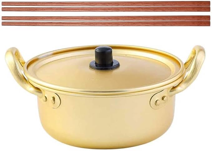 Ramen pot, fast Korean noodle cooker, 3 minute boiler for soup pasta egg, easy light cookware with lid (6.2 Inch)