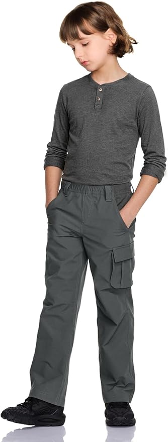 CQR Kids Boy’s Hiking Cargo Pants, Water Resistant UPF 50+ Quick Dry Youth Casual Outdoor Climbing Camping Trousers