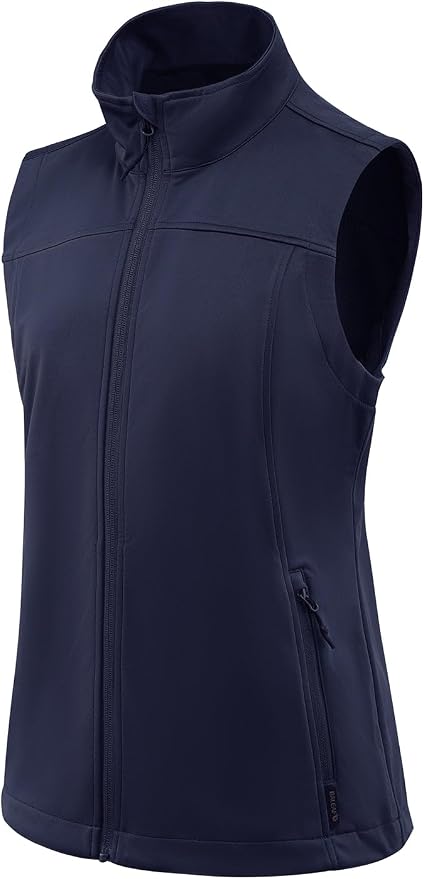 baleaf Women's Lightweight Running Vest Sleeveless Softshell Jacket | Windproof; Breathable; Water Resistant; 2 Zipper Pockets; Stand Collar; Great for Running, Hiking, Camping and Travelling