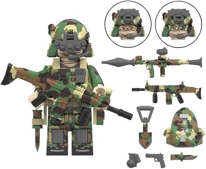 Minifigure 8 PCS Bulk Action Figure Featuring U.S. Special Forces Minifigures with Accessories, Great Stocking Stuffer or Boys Girls Gift for Christmas Stockings and Birthdays.