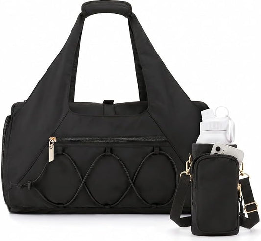 Gym Bag for Women, Yoga Mat Bag with Shoe Compartment and Wet Pocket, Sport Yoga Gym Bag with Yoga Strap, Carryall Yoga Tote Bag