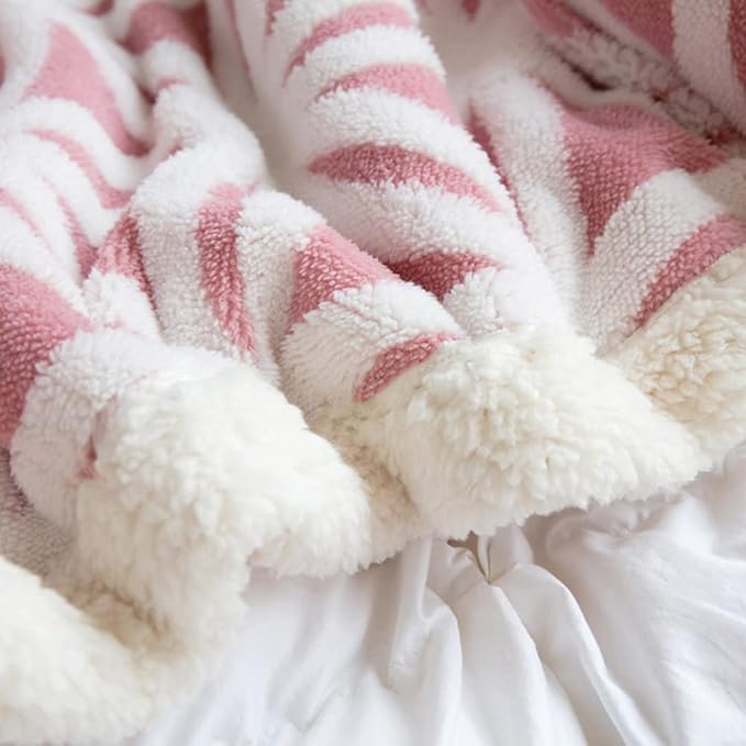 LOMAO Sherpa Fleece Blanket Gifts for Mom Dad Cozy Soft Throw Blanket for Women Men Birthday Gifts Dual Sided Couch Sofa Bed Blanket (Pink, 90''x90'')