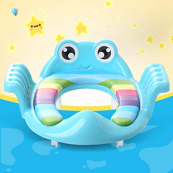 Children's Toilet Children Auxiliary Toilet Seat Baby Potty Trainer Non Slip Toilet Training Seat Travel Potty Seat for Boys and Girls (Blue)