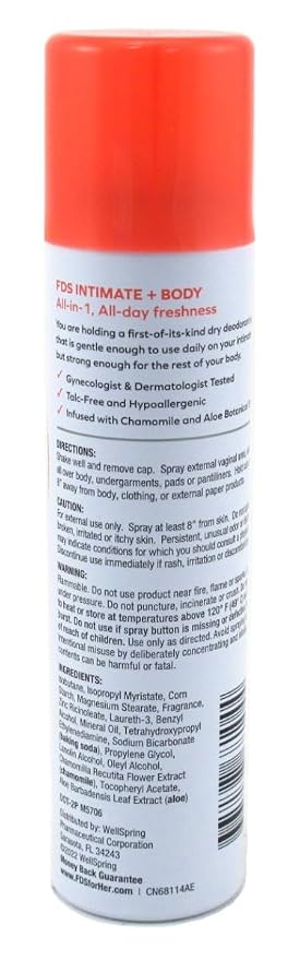 FDS Hypoallergenic Intimate Deodorant Spray, White Blossom 2 Ounce (6-Pack)