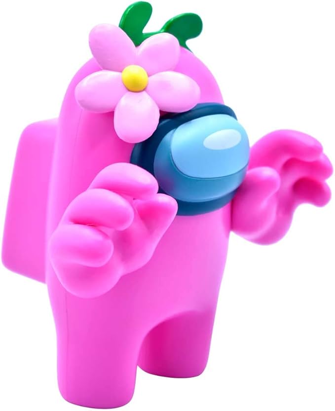 Just Toys Among US 5″ Collectible Figure – Pink with Flower | Officially Licensed, Collector's Window‑Box Packaging