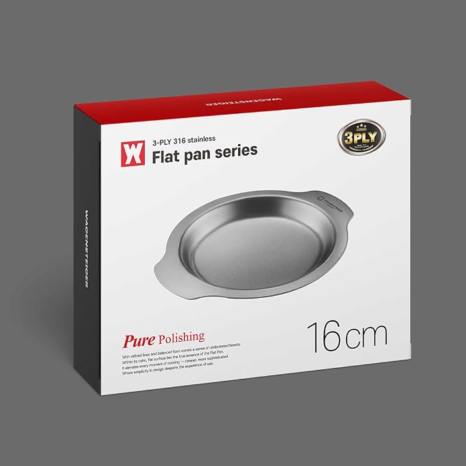 WAGENSTEIGER 3-Ply Stainless Steel Multi-Purpose Cooking & Serving Plate Pan Set | Oven & Induction Safe | Bake, Fry, Serve & Tray | 16cm / 18cm / 20cm Stackable Design (6.3" / 16cm)