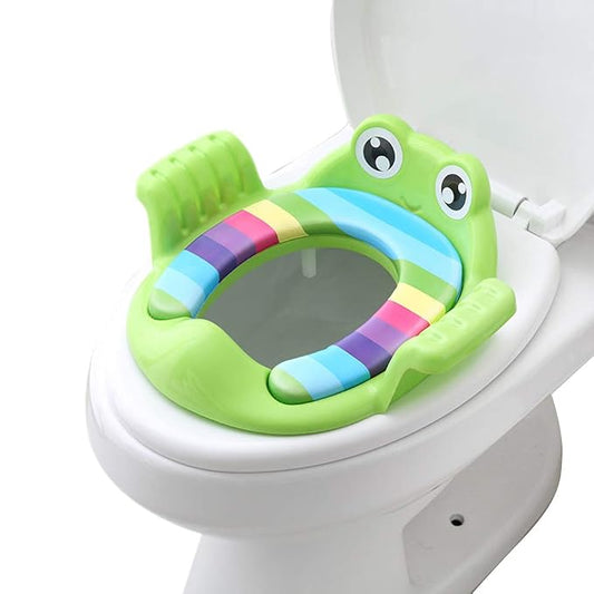 Children's Toilet Children Auxiliary Toilet Seat Baby Potty Trainer Non Slip Toilet Training Seat Travel Potty Seat for Boys and Girls (Green)