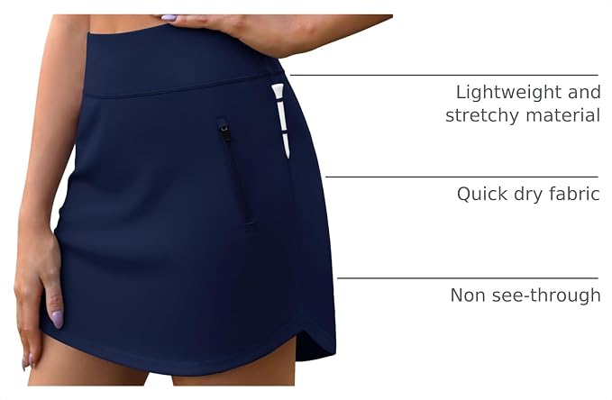 LouKeith Golf Skirts for Women Tennis Skirt with Zipper Pockets High Waisted Running Casual Athletic Skorts Built-in Shorts