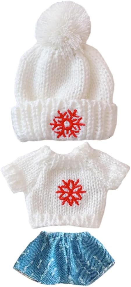 niannyyhouse 10cm-15cm Plush Doll Clothes Hat Sweater Jeans Compatible with 17cm Labubu Doll Dress Up (a9)