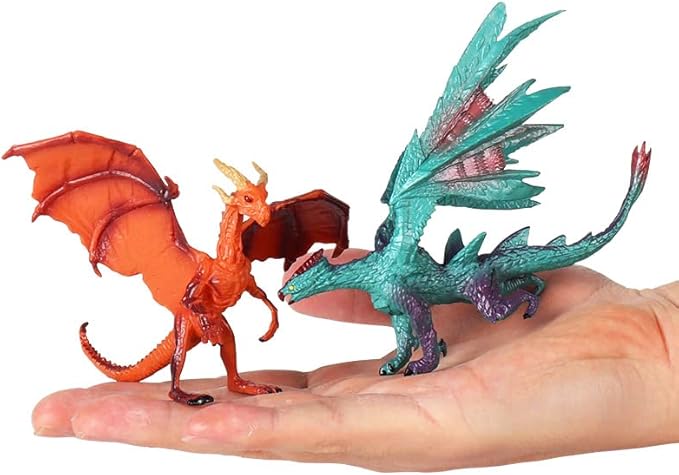 12 Pcs Mini Dragon Figurine Kit 3 Inch Realistic Hand Painted Dragon Models Plastic Magic Dragon for Birthday Party Favors Cupcake Toppers