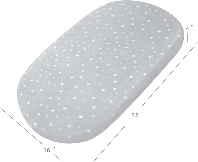 Bassinet Sheets 2 Pack (16 x 32) - Fit for Delta Children Deluxe Sweet, Dream On Me Karley (Plus) /Willow/Poppy, Baby Delight Beside Me Doze, Simmons Kids City Bassinet, Ultra Soft, White & Grey Ball