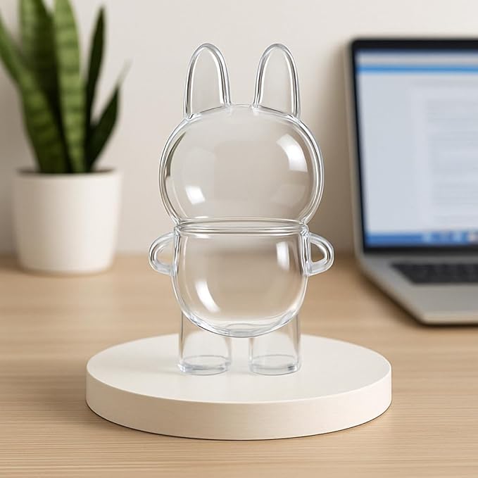 Protective Case Compatible with Standing Figure(Macaron to 3.0) - Clear Collector Storage Box with Silicone Strap,Dustproof Scratch-Resistant Portable Hanging Case for Standing(Figure Not Included