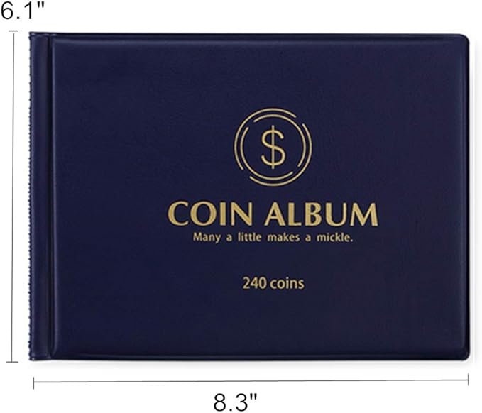 MUDOR Coin Collection Holder Album for Collectors, 240 Pockets Coin Collection Book Office Supplies