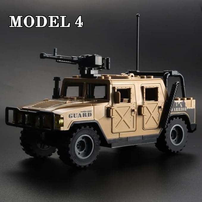 Military Vehicle Building Blocks Playsets, 4 in 1 Army Truck Building Kit, Army Vehicles Toys for Boys