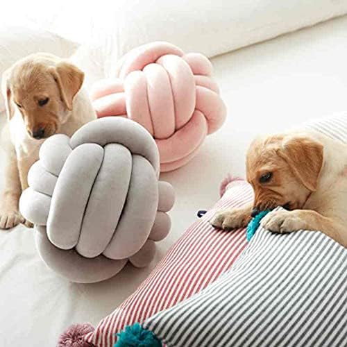 Knot Pillow Ball Round Cushion Pillows, Children Room Decoration Plush Toys Calming Stress Relief Toy (Light Gray,11in/28cm)