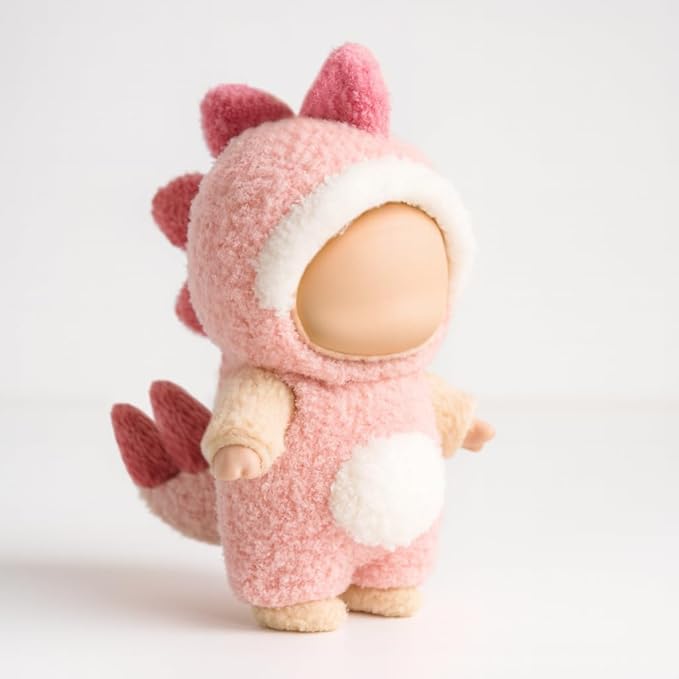 17cm Doll Clothes – Fluffy & Cute Outfits for Designer Dolls | Soft Costumes - Pink-Dino