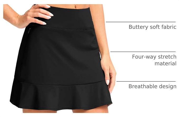 16" Golf Skorts for Women with 5 Pockets | Athletic, Tennis Skirt, High Waisted, Pickleball, Travel, Casual, Lightweight, Ruffle Summer Skirt, with Shorts