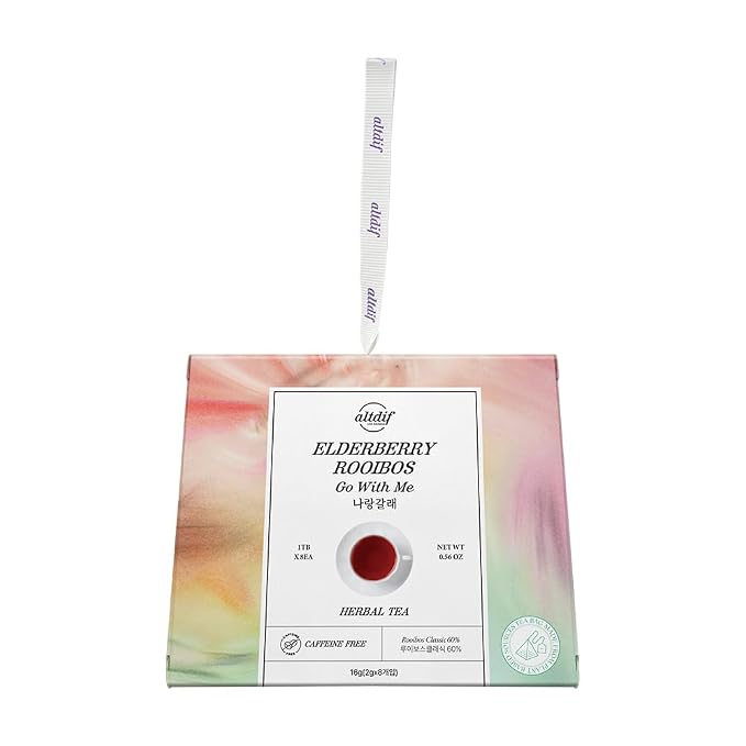 ALTDIF Elderberry Rooibos Go With Me Herbal Tea Bag Set – Tropical Black Tea Blend – Smooth & Fruity Caffeine-Free Flavor – Premium Relaxing Luxury Tea Box - 8 Pyramid Teabags