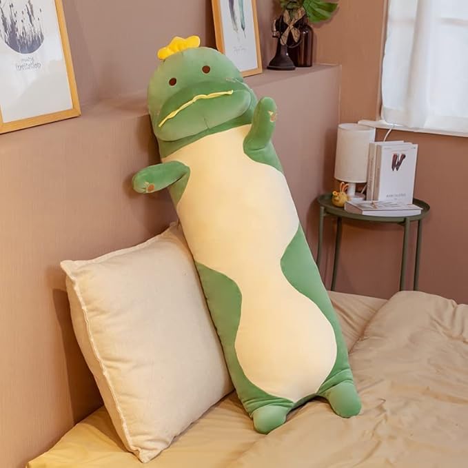 Long Dinosaur Plush Pillow, Soft Green Dinosaur Stuffed Animal Long Dinosaur Hugging Throw Plush Pillow Toy for Kids(Green Dinosaur,35.4inch/90cm)