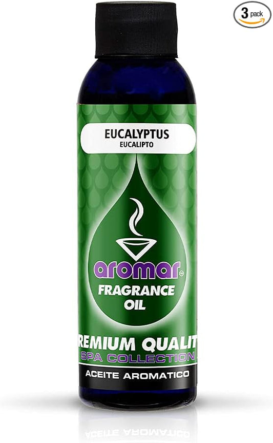 AROMAR Premium Fragrance Oil, 4oz Bottle 3 Pack Long Lasting Aromatic Scent, Fresh and Revitalizing Aromatherapy for Living Room, Bedroom, and Kitchen 12oz Eucalyptus