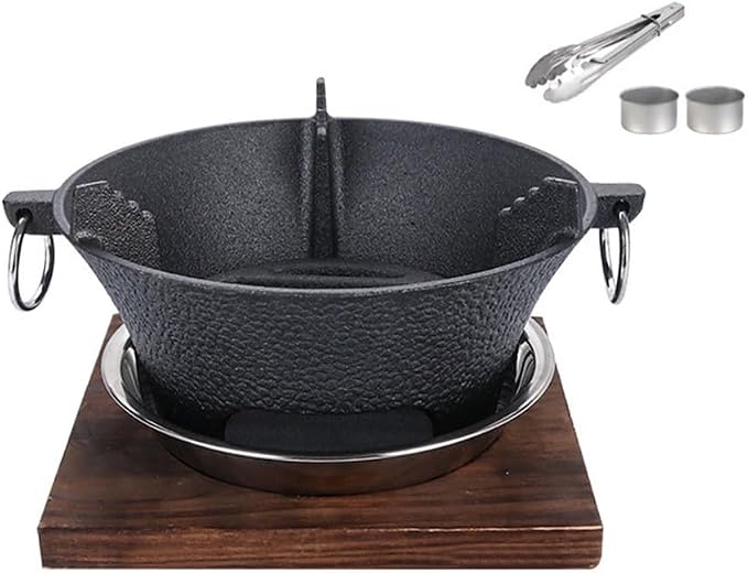 Cast Iron Charcoal Stove, Thick Base for Even Heat, Portable Korean BBQ Grill for Camping and Outdoor Picnics(16cm)