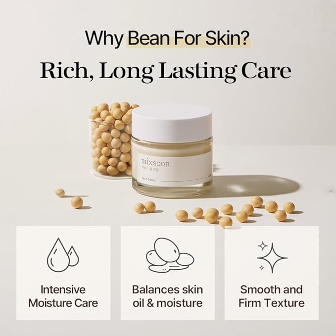 mixsoon Bean Cream-Deep Moisturizer Face Cream, Hydrating and Smoothing for Face, Fermented Soybean Extract, Lightweight Non-Sticky Finish 25ml / 0.85 fl.oz. Korean Glass Skin Care