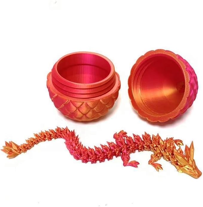 12" 3D Printed Dragon Egg, Cool 3D Printer Articulated Crystal Dragon Toy for Boys Kid Teen, Animals Fidget Toy Dinosaur Eggs for 5-7 4-6 8-12 Year Old Boys Kid Girls