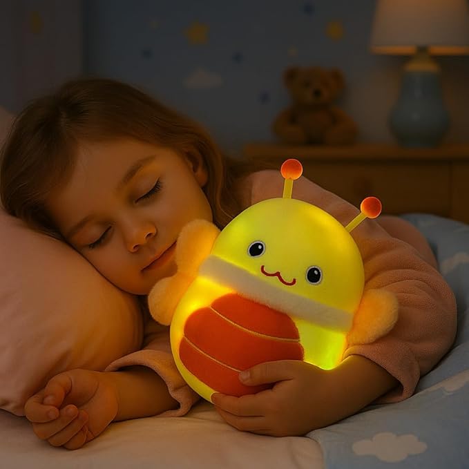 Easfan LED Butterfly Plush Pillow Soft Yellow Plush Toy Cute Stuffed Animal Home Room Decoration Birthday Get Well Gifts for Kids Toddlers