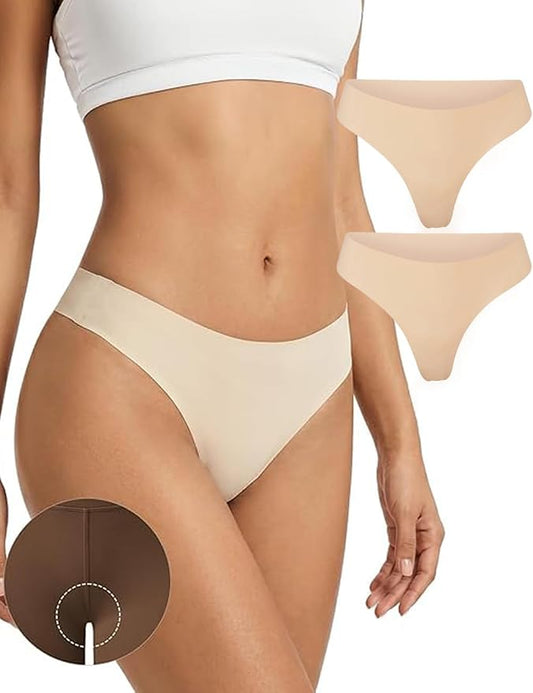Seamless Thongs Invisible No Show Thong Panty Liners VPL Workout Underwear Cotton Thongs for Women G-Strings Tangas