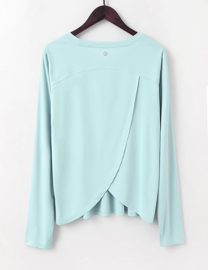 baleaf Women's Long Sleeve Workout Tops Running Sun Shirts Split Back | UPF 50+, Quick Dry, Lightweight, Breathable, Moisture-wicking, SPF, UV, for Athletic, Gym, Hiking, Tennis, Outdoor