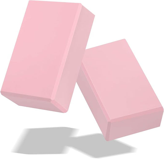 Yoga Blocks 2 Pack 3x6x9IN Foam Block Supportive Latex-Free with Stretch Band, Non-Slip Exercise Blocks for Pilates, Meditation, Balance, Stretching and Deep Poses
