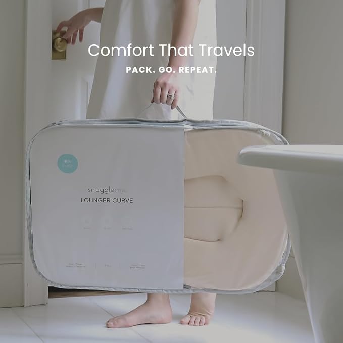 Snuggle Me® Baby Lounger Curve (0-6 Months) - Premium Organic Cotton with Foam Core, Machine-Washable Cover, Buttery-Soft & Breathable CSPC Compliant Infant Lounger Baby Nest with Travel Bag - Gumdrop