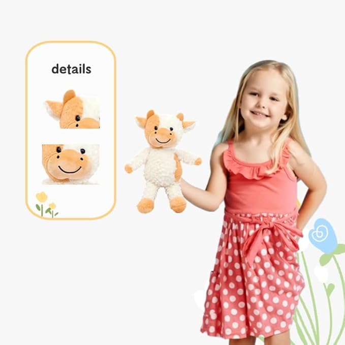 Cow Stuffed Animal Cow Plush Doll Toy 11.8 inch for Girls Boys (Stand Cow Yellow)