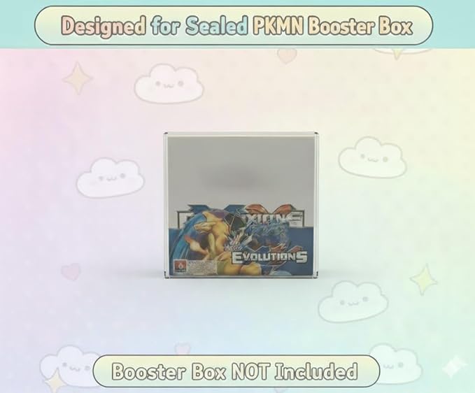 Premium Protector Case Compatible with PKMN Booster Box - Extra Durable 0.5mm Thickness - Top Loading Auto Lock Bottom Design (10 Count)