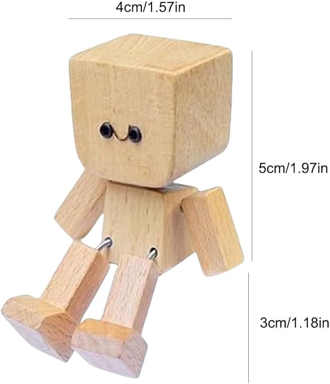 Charming Little Wooden Figure That Sways with 12PCS Expressions, Handmade Shaking Feet Wooden Car Dashboard Decorations or Dashboard, Office, Gifts-2pcs