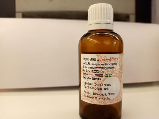 Greenwood Essential Ocotea Oil (Ocotea quixos) | Cold Pressed | Natural | Undiluted | For Diluting Essential Oils | For Skin & Massage | Men & Women | 30ml (1 oz)