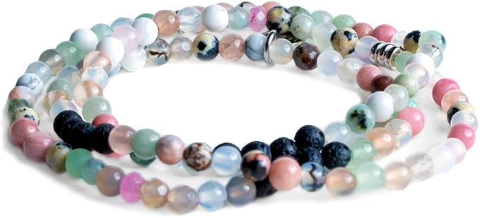 Edens Garden Capri Wrap Essential Oil Diffuser Bracelet & Necklace – Handmade Lava Rock with Genuine Crystal & Gemstone Beads for Yoga & Relaxation – Aromatherapy Jewelry, Versatile Wrap Design