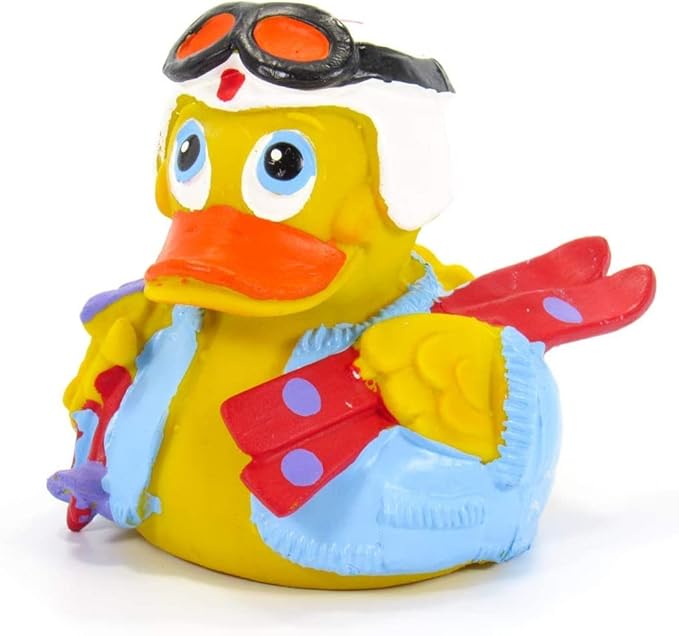 Skier Rubber Duck Bath Toy | All Natural, Organic, Eco Friendly, Squeaker | Lanco Brand | Imported from Barcelona, Spain