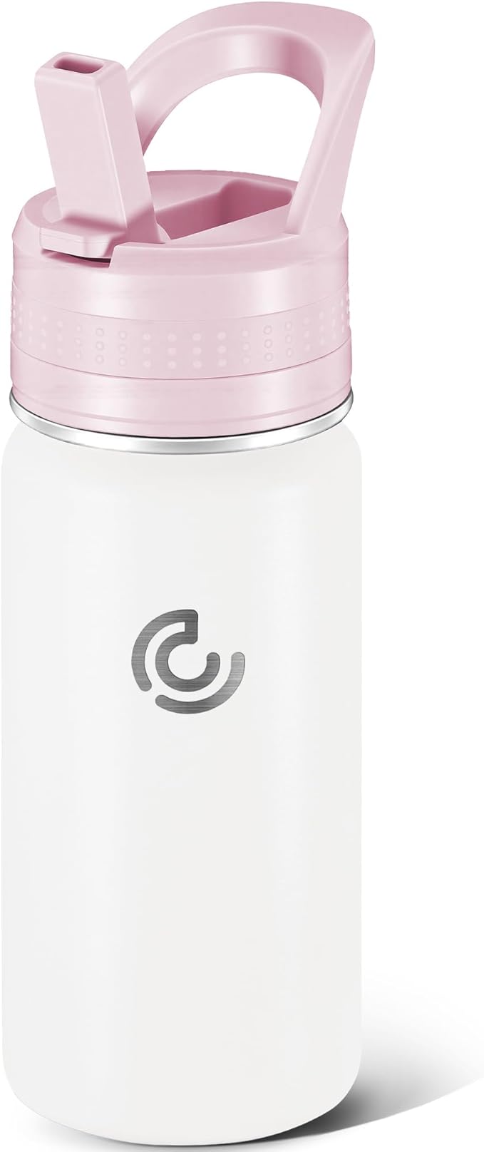 Kids Water Bottle,14oz Stainless Steel Insulated Water Tumbler Leak-Proof,School Water Mug,Small and Portable,Suitable for Boys and Girls to Use(White)