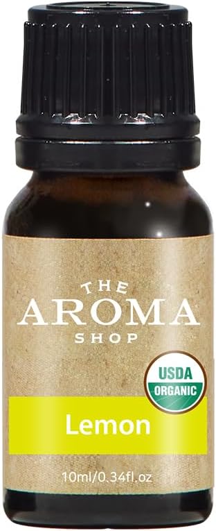 USDA Organic Essential Oil 10ml (0.34 fl oz) – 100% Pure, Non-GMO, Vegan Aromatherapy Oil for Diffuser, DIY Soap, Candle & Home Use (Lemon)