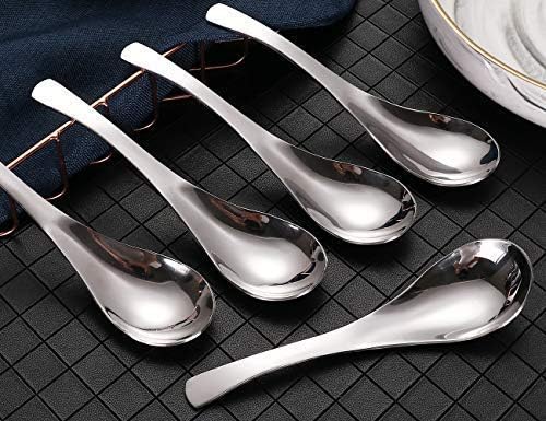 Soup Spoons,Stainless Steel Short Handle Spoons, Classic And Durable Soup Spoon, Set of 5.