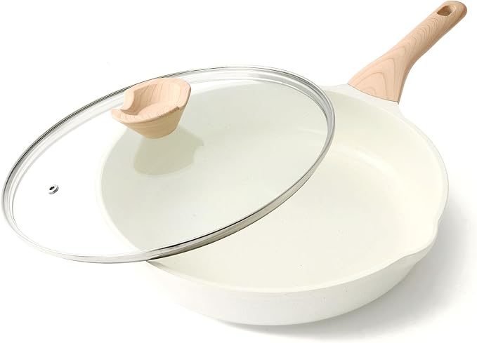 Kordisen Ceramic Non Stick Frying Pan Skillet with Lid, 12.5 Inch Large Pan | Non Toxic, Healthy Coating, Induction Compatible, Heat Resistant Handle, PFOA & PFAS Free