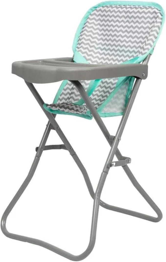 Adora Baby Doll Folding High Chair with Trendy Zig Zag Pattern and Strap for Added Security, Suits Most Plush Toys, Stuffed Animals and Dolls up to 16 inches Birthday Gift for Ages 3+