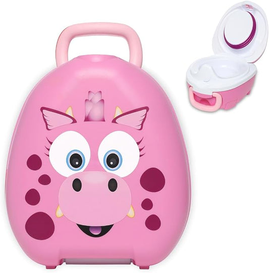 My Carry Potty - Pink Dragon Travel Potty, Award-Winning Portable Toddler Toilet Seat for Kids to Take Everywhere
