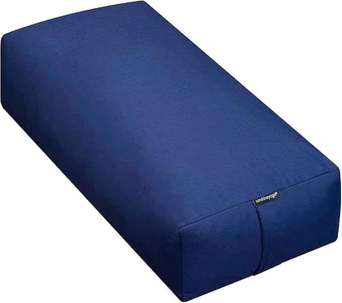 Extra Firm Large Yoga Bolster, 24" x 12" x 6" Cinched OR Zippered Yoga Pillow, Rectangular Cotton Cushion With Removable Cover for Studios, 1 Pack or 2 Pack